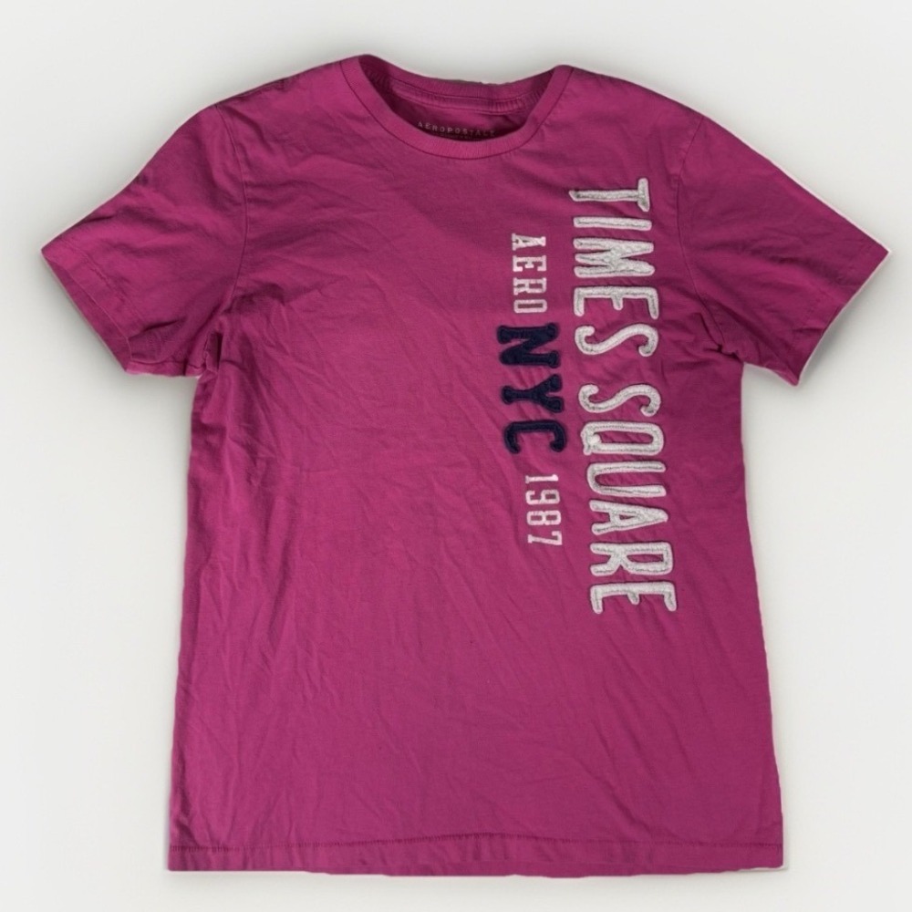 Aeropostale Graphic T-Shirt Mens Medium Magenta Pink Times Square NYC 1987 Tee
